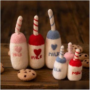 세례 드레스 diy prop baby wool 펠트 우유 병 장식 신생아 포토 촬영 소품 유아 PO 촬영 액세서리 홈 파티 d dhnav