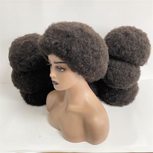 6 polegadas Cabelo humano virgem brasileiro 150% Raiz de 4 mm Afro Afro Full Lace Wig para Mulher Negra