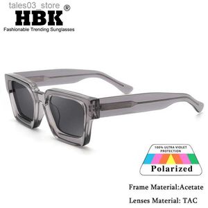 Óculos de sol HBK TAC Grosso Cristal Acetato Quadrado Óculos de Sol Homens Alta Qualidade Polarizada Condução Óculos de Sol Mulheres Designer Oculos UV400 Caso Q231120