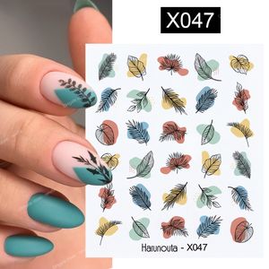 Autumn Flowers Leaves Line Patter Nails Sticker Nail Art Decorations Decals Water Transfer Slider Foil Manicures Wraps Nail ArtStickers Decals Nail Art Tools