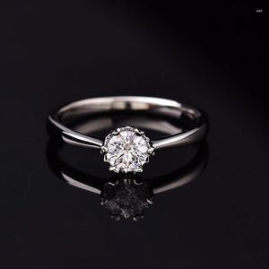 Cluster Rings Poetry Of Jew Store Round S925 Silver Ring 1.00ct D VVS Luxury 925 Sterling For Women