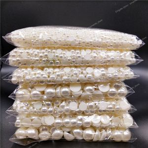 3-16mm Half Round Acrylic White Ivory Imitation Pearl Flatback Beads for Jewelry Making DIY  Headwear Nail Art  Phone Decorate Fashion JewelryBeads