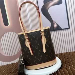 High Quality small bucket bag brown luxurys handbags leather shoulder crossbody composite bag detachable classic handle purses shopping totes lady clutch bag