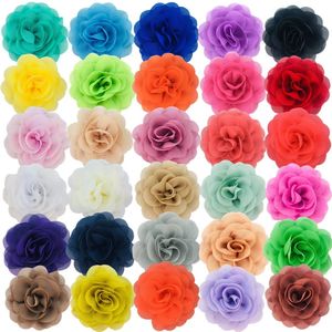 Copricapo Accessori per capelli 50 pezzi 6 cm 8 cm Tessuto Chiffon Rosetta Floreale Boutique fai da te Fiori per capelli Fiori senza clip Accessori per fascia per ragazza FH28 231118