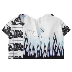 Lyxdesigner skjortor sommar kortärmad avslappnad skjortor inverterad triangel lös polos strandstil andas andas thester tees toppkläder multi stilar m-3xl.sc