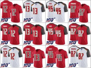 Football Jersey Tampa''Bay''Buccaneers''12 Tom Brady 13 Mike Evans 45 Devin White 87 Rob Gronkowski''NFL''Women Youth 100th Limited Jersey