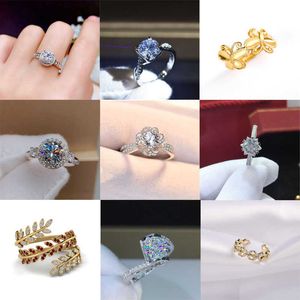 Band Rings Crystal Copper Ring Series! Flower Leaf Heart Crystal Open Rings for Women Engagement Wedding Adjustable Jewelry Whole Sale AA230417