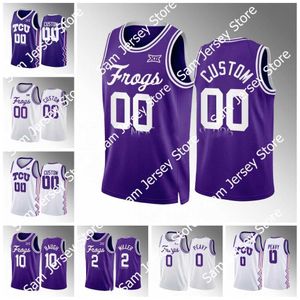 Stitched Custom TCU Horned Frogs Basketball Jersey Micah Peavy Desmond Bane Desmond Bane Mike Miles Emanuel Miller Chuck Obannonj Rda Mionba U