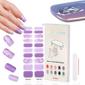 Stickers Decals 20 tips Gel Nail Strips Patch Sliders Flowers Gradient Color Adhesive Full Cover Gel Nail Stcikers UV Lamp Semi-Cured Manicure 231117