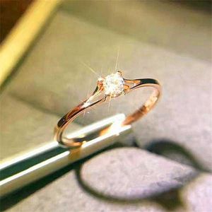 Bandringar Milan Girl Crystal Zircon Ring Söt liten Silver Rose Gold Finger Ring Women's Commitment Enkel Ring Fashion Jewelry AA230417