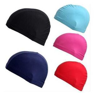 Swimming caps High elastic polyamide nylon material comfortable swim cap ear protection suitable both for adults and kids pure color 6 kinds P230418