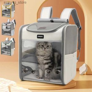 Cat Carriers Crates Husar PET Ryggsäck Portable och små hundar utomhusbärare Fällbar ventilerad design stor hundväska Q231117