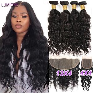 Hair Bulks 30 40 Inch Natural Wave Bundle With Frontal Closure Peruvian HD Lace Closures Weave Bundles 231113