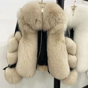 Women's Fur Faux Fur Maylofuer Women Real Fur Coat Genuine Sheepskin Leather Jacket Long Sleeve 100% Natural Fur Coats with Detachable Collar 231117