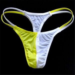 Constract Color Bikini For Men Seamless Man Thong Panties Personalidade Enhance Bolsa Mens T Back Jocks Swimwear