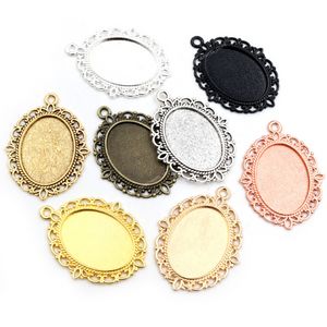 10pcs 18x25mm Tamanho interno 8 cores de estilo vintage Cameo Cabochon Base Configuração de colar de pingente de jóias Fazendo jóias de jóias