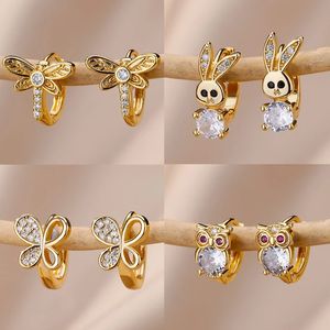 Brincos de borboleta de coelho de aço inoxidável para mulheres cor de ouro argola 2023 tendências estéticas jóias pendientes mujer 231117
