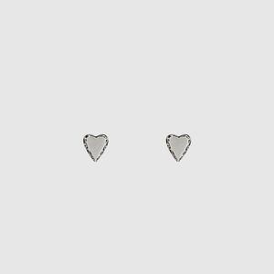 Mini Version of Silver Plated Vintage Heart Stud Earrings Special Pattern 925 Silver Pin Style Hip Hop Style Never Fade
