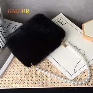 Evening Bags Winter Mink Fur Bag Women Luxury Warm Soft Handbag Fashion Solid Color Crossbody Shoulder Party Clutch 231117