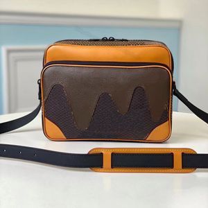 10a l çanta erkek messenger çanta moda açık spor seyahat crossbody omuz askısı tuval çanta kahverengi çiçek mektup dama tahtası 29cm 40359 l326