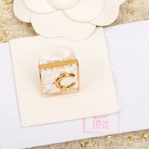 2023 Luxury quality charm punk band ring with transparent color in 18k gold plated have box stamp PS7844A
