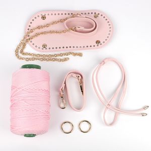 Bag Parts Accessories 6Pcs/Set PU Leather Handbag With Knitting Woolen Yarn Handmade Shoulder Strap Woven Bag Set DIY Knitting Crochet Bag Accessories 230418