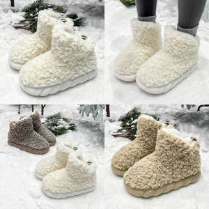 quality Boots Heel Wrapped Cotton Slippers for Women Wearing Snow Outside in Winter Plush Insulation Home Use Anti Slip Simple Thick Soled