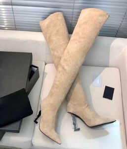 24 علامة تجارية إيطاليا Opyum Over-the-Knee Boots نقطة شتاء في الركبة عالية الحذاء العالي الكعب في الكعب الحزب لسيدة العلامة التجارية المشي الأنيقة الجوارب EU35-43