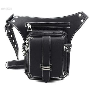 Borse a tracolla Marsupio nero unisex Marsupi stile punk di alta qualità per donna Borsa per telefono casual Borsa da cintura per moto da uomo Borsa da gamba di lusso