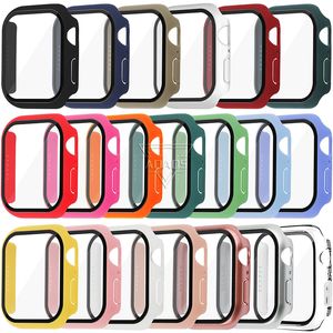 Custodia per orologio con protezione per schermo in vetro temperato Custodia protettiva per PC rigido antiurto ultrasottile Paraurti a tutto tondo per Apple Watch Series 8 7 45mm 49mm