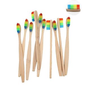 Engångs tandborstar naturliga bambu tandborste grossistmiljö trä regnbåge tandborste muntlig vård mjuk borst Dr dhgarden dhfax