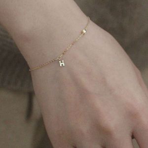 Zhuoye S Sterling Sier Banhado K Ouro Pulseira Feminina Letra H com Diamante Mini Temperamento Versátil Artesanato de Alta Qualidade