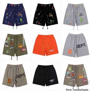 Men's Shorts Mens Pants Galleryes Shorts Fashion Hand-painted Splash Printing Pure Cotton Terry Fog High Street 5-point Casual Y9W7