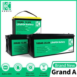 100AH ​​200AH LIFEPO4 BATTERY PACK 12V 50AH 24V Uppladdningsbar Deep Cycle LifePo4 Inbyggda BMS för Golf Cart Boat RV EV Van Folklift