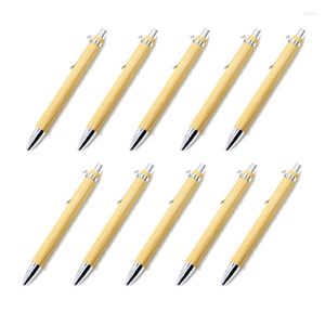 1-50st. Set Bamboo Wood Ballpoint Pen 1.0mm Tips med blått/svart bläck Business Signature Ball Office School Wrling Stationery