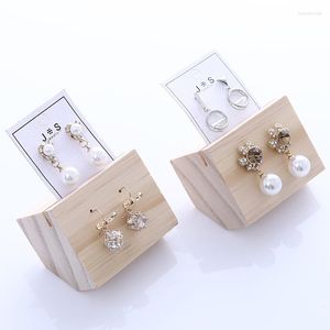 Jewelry Pouches Wooden Earrings Display Ring Necklace Stands Holders Earring Cards Wood Retail Exhibitor Shop Decor