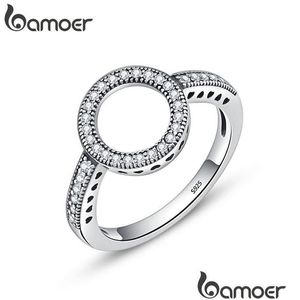 Bandringar 100% äkta 925 Sterling Sier Clear Black CZ Circle Round Finger Rings for Women Jewelry Christmas Gift Scr041 D DHGARDEN OTRJ8