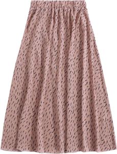 Floerns Women's Boho Elastic Waist Scarf Print Pleated Midi Skirt