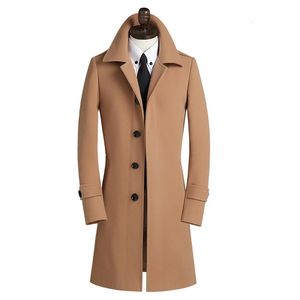 Herrgravrockar Ankomst Winter Wool Coat Men's Spuer Large Slim Overcoat Casual Cashmere Thermal Trench Ytterkläder Plus Size S-7XL8XL9XL 231118