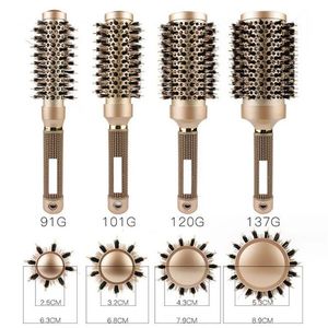 Hair Brushes Professional 4PCS Round Brush Hairdressing Curling Ceramic Barrel Comb For Blow Dry Salon Styling Tools 231113
