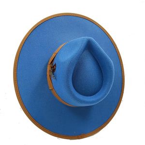 Beretti 10 cm Cappello Fedora 2023 Monocromo ceroso morbido Monocromo di grandi dimensioni uomini e donne Feather Wide Panama Sombrero