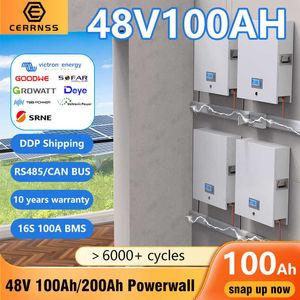 Powerwall 48V 5KW 100AH LiFePO4 Battery Pack Lithium Solar Battery 6000+ Cycle Max 32 parallel RS485 CAN BUS For Inverter NO TAX