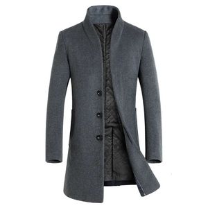 Herrgravrockar Autumn Winter Brand Men Wool Blandar Fashion Solid Color Middle Long Overcoat Luxury Business Casual Wool Coat S-3XL 231118