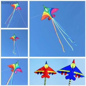 Drachenzubehör kostenloser Versand Regenbogen Flugzeugdrachen für Kinder Drachen fliegende Kämpferdrachenlinie Outdoor-Drachen Spielzeug professionelle WinddrachenfabrikL231118