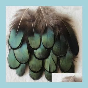 Feathers Diy Craft Green Copper Chicken Verdigris Natural Pro Cleaning Jewelry Bag Necklace Headband 47Cm Drop Delivery Office Schoo Dhsos