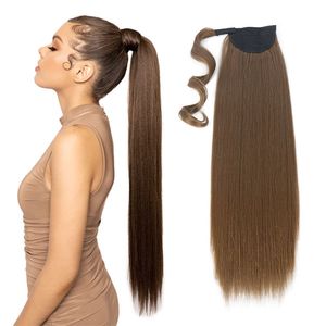 Synthetic 28inch Wrap On Ponytail Hair Extension Ponytail Extension Hair For Women Pony Tail Hair Hairpiece