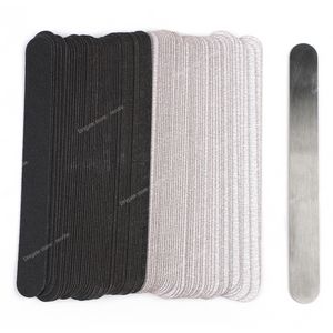 Straight Replacement Nail File 100/180/240 10pcs Grey/Black Removable SandPaper With Stainless Steel Handle Metal Sanding Files Nail ToolsNail Files Nail Art