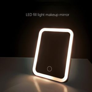 Espelhos compactos Tela de toque LED Maquiagem dobrável 3 cores Modos de luz Ferramentas de cosméticos recarregáveis ​​USB 230418