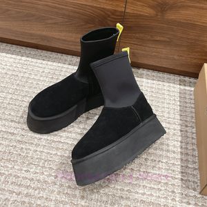 Классические ботинки Ugglie W, черные меховые шлепанцы из овчины, женские зимние сапоги, каштановые зимние теплые тонкие ботинки, замшевые туфли без шнуровки на толстой платформе с молниями