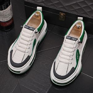 Luxury Designer Young White Green Black Casual Shoes For Men Flats Punk Rock Loafers Walking Sneakers D2H26